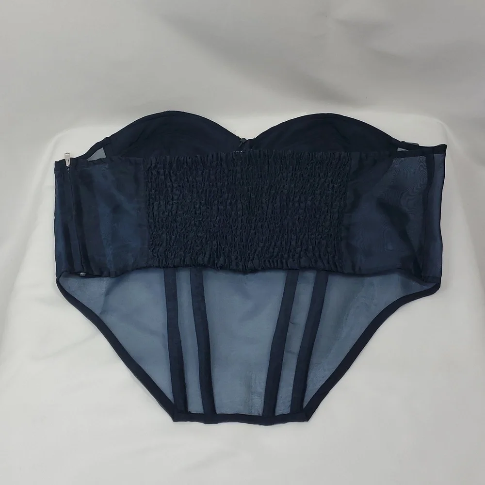 The Drop womens Sky Captain Organza Corset by @signedblakeBlouses ~ Blue - Picture 10 of 16